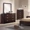 Rich Merlot Finish Contemporary Bedroom w/Platform Bed