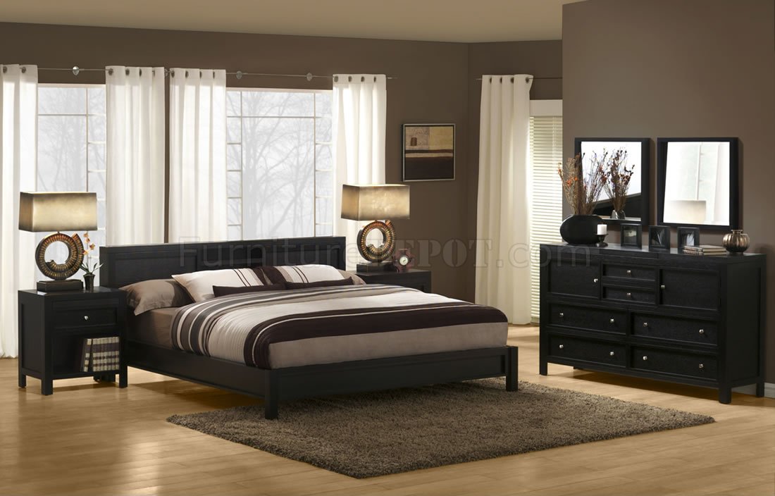 dark espresso finish modern bedroom set with platform bed