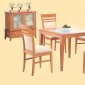 Oak Finish Modern 5Pc Dining Set w/Glass Top Table