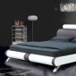 Coffee Brown & White Leatherette Modern Bed w/Curved Headboard