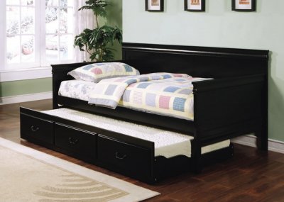 Black Finish Contemporary Daybed w/Trundle