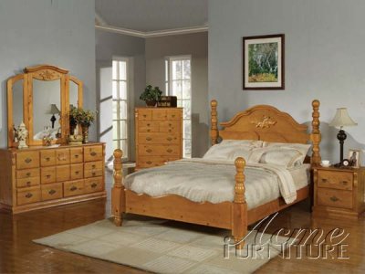 Honey Oak Finish Classic Acme Ponderosa Bedroom w/Optional Items