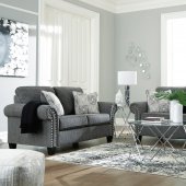 Agleno Sofa & Loveseat Set 78701 in Charcoal Fabric by Ashley