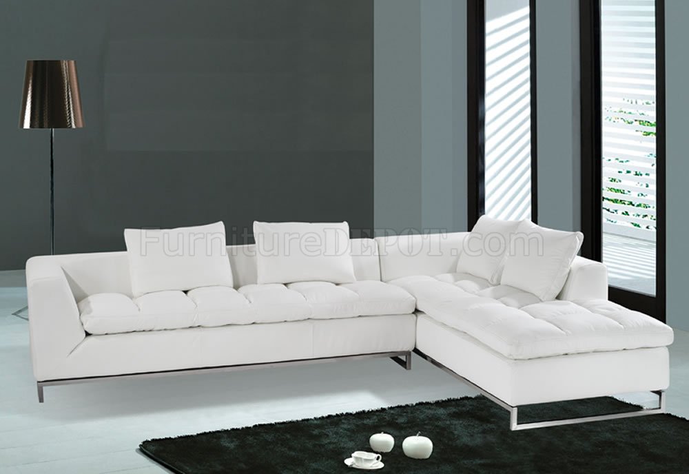 F32 Sectional Sofa. White Leather. Model F-