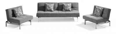 Gray Microfiber Convertible Sleeper Sofa with Split Back