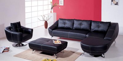 Leather Sofa Sets on Black Leather Sectional Sofa Set At Furniture Depot
