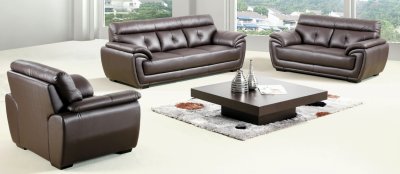 Dark Brown Bonded Leather Modern Sofa & Loveseat Set w/Options