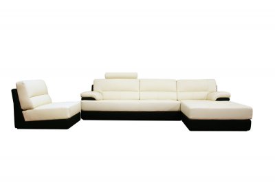 Sofa  Chair  on Cream Leather Modern Sectional Sofa And Chair Set At Furniture Depot