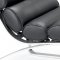 Black Leatherette Chaise w/Bolster Cushions & Steel Chrome Base