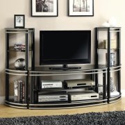 700722 3Pc Wall Unit in Black & Silver Tone by Coaster
