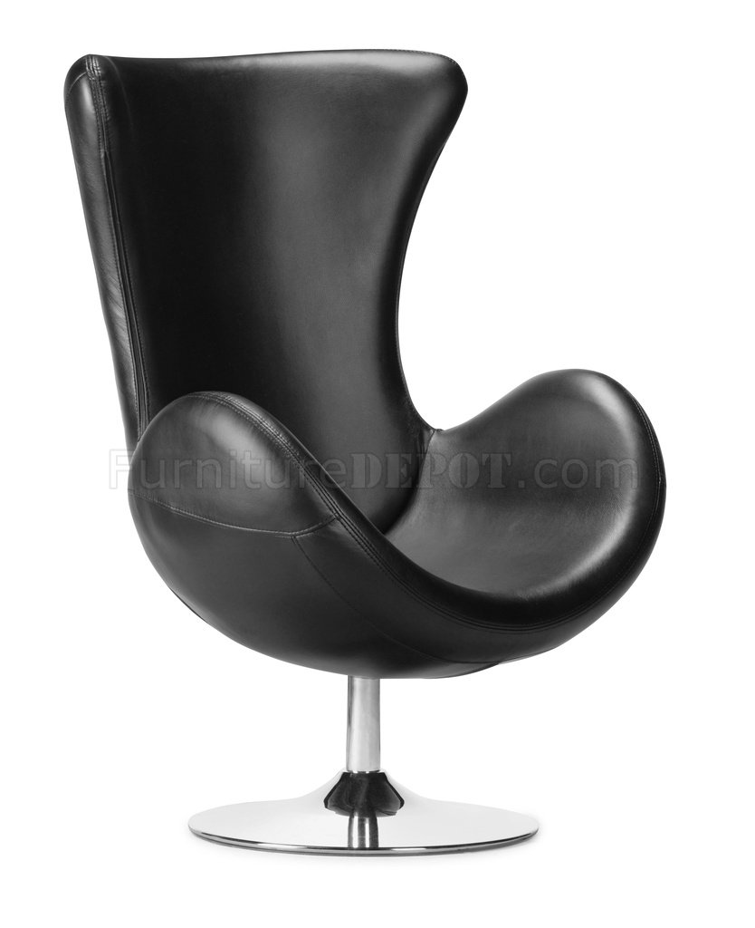 Black or White Leatherette Contemporary Swivel Chair