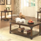 703587 3Pc Coffee Table Set in Tobacco Brown by Coaster