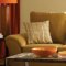 Camel or Cocoa Fabric Casual Livng Room Sofa w/Accent Pillows