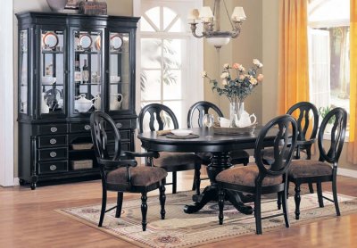 Pedestal Dining Room Table on Black Finish Dining Room W Pedestal Base Table At Furniture Depot