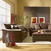 Rich Cocao Fabric Transitional Living Room Sofa w/Options