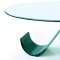 Glass Top Modern Artistic Coffee Table With "S" Shape Glass Base