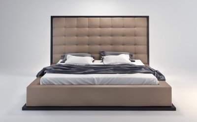 Ludlow Bed in Taupe & Wenge by Modloft w/Oversized Headboard