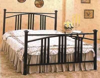 Mission Style Bedroom Furniture on Satin Black Convex Shaped Mission Style Metal Bed At Furniture Depot