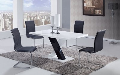 D490DT Dining Set 5Pc w/490DC Black Chairs by Global Furniture