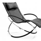 Black Microfiber Modern Chaise Lounger with Chromed Steel Frame