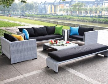Grey Finish Modern 5Pc Outdoor Sofa Set [THOUT-GW3007SET]
