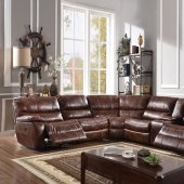 Brax Power Motion Sectional 52070 in Brown Leather Gel by Acme