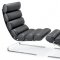 White Leatherette Chaise w/Bolster Cushions & Steel Chrome Base