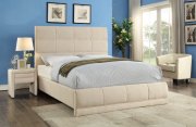 Cooper Upholstered Bed in Beige Linen Fabric w/Options