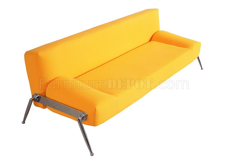 Stylish Sofa Bed in Yellow Fabric or Black/Red Leatherette