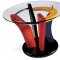 Colorful Artistic Coffee Table with Oval Glass Top