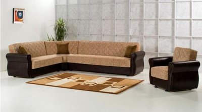 Legend Brown Chenille Modern Sectional Sofa w/Optional Chair
