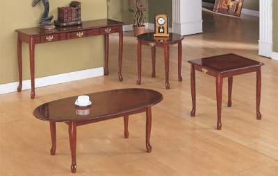 Cherry Wood Finish Traditional Classic 3PC Coffee Table Set