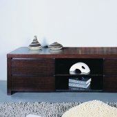 Four Drawer Wenge Finish Contemporary TV Stand W/Middle Shelf