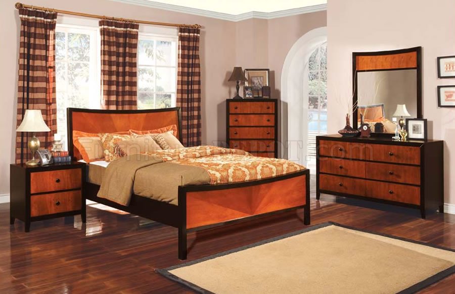 contemporary two-tone finish bedroom set