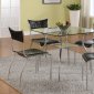 Clear Glass Top Modern 5Pc Dining Set w/Shelf & Black Chairs