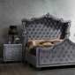 Hudson Bedroom in Grey Velvet Fabric w/Canopy Bed & Options