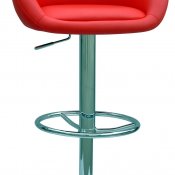 Red & Chrome Swivel Set of 2 Barstools w/Adjustable Height