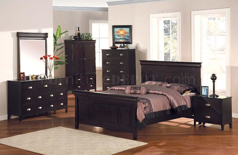 espresso bedroom furniture on Espresso Finish Bedroom With Classic Design At Furniture Depot