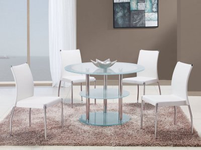 D79DT Dining Set 5Pc w/841DC White Chairs by Global Furniture