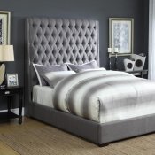 Camille 300621 Upholstered Bed in Grey Fabric by Coaster