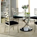 Roxo CM3729 5Pc Dining Set w/Round Table in Metal, Glass & Black
