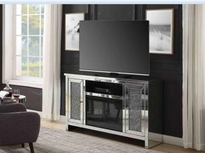 Noralie TV Stand & Electric Fireplace 91775 by Acme in Mirror