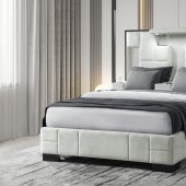 Oscar Upholstered Bed in White Fabric by Global