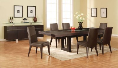 Glass Dining Room Tables on Finish Modern Dining Room W Glass Inlay Table At Furniture Depot