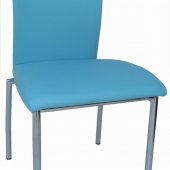 Blue Bonded Leather Set of 4 Modern Dining Chairs