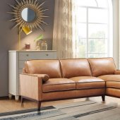 Harper Sectional Sofa in Saddle Leather by Beverly Hills