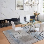 ZZ Dining Table by ESF w/Glass Top & Optional White Chairs