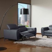 Lorenzo Power Motion Sofa in Blue-Grey Leather by J&M w/Options