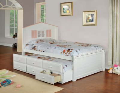 CM7762WH Twin Lakes Captain Bed in White w/Trundle & Drawers