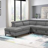 Wrenley Sectional Sofa LV03180 Gray Chenille by Acme w/Sleeper